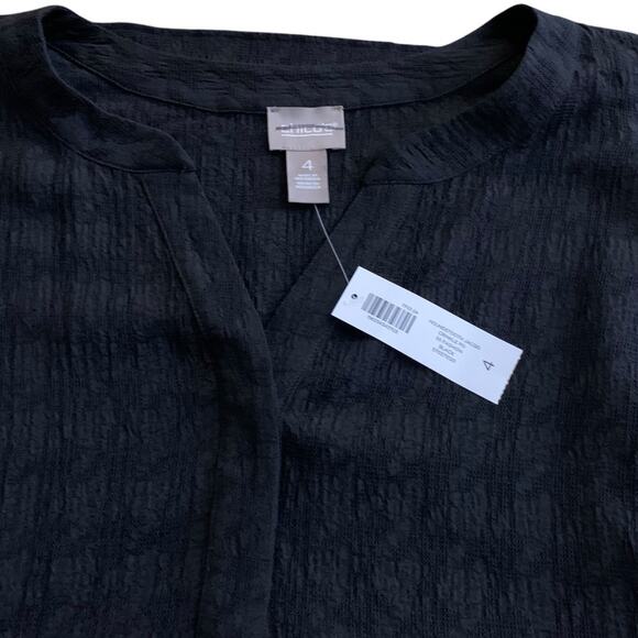 Chico's Top Women's Size 4 (2X) Black Houndstooth Jacquard Crinkle Popover NWT - Picture 4 of 7